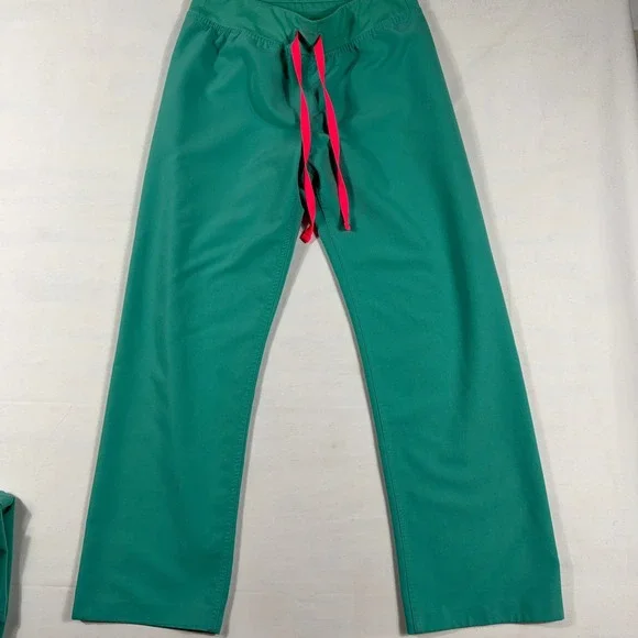 Figs Technical Collection Livingston Scrub Set V-Neck Top Pants S Teal Green